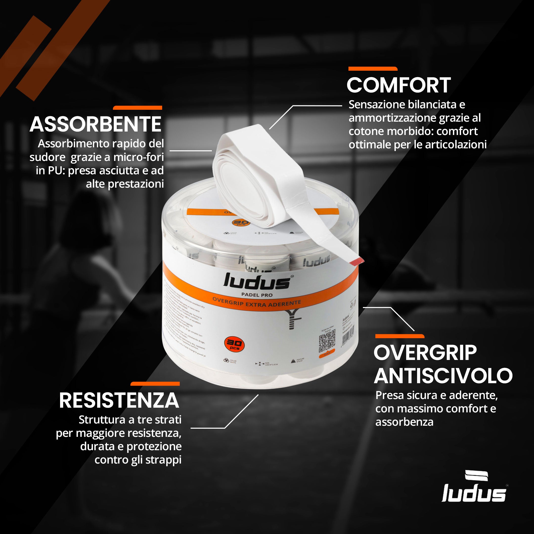 Ludus Padel Pro Overgrip Extra Aderente - Confezione da 60 Pezzi