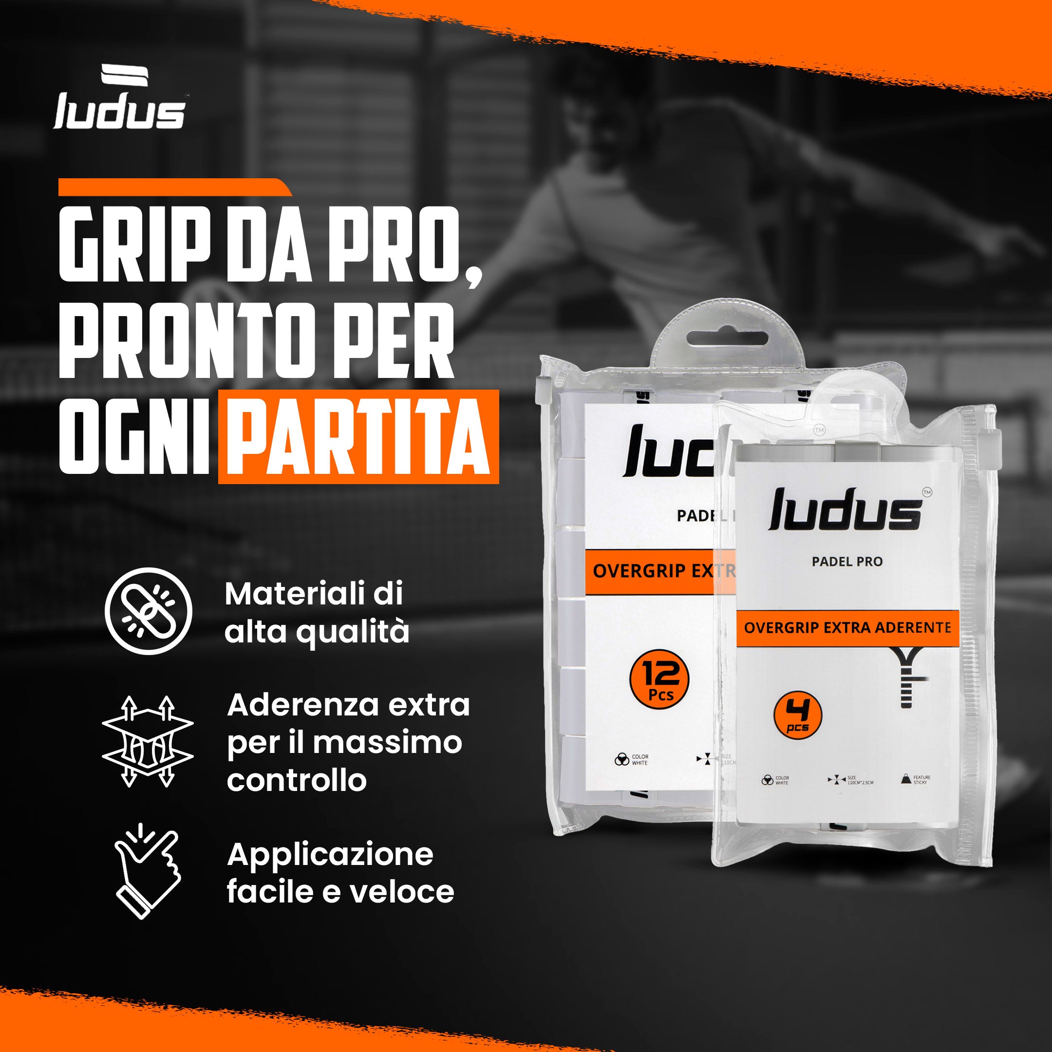Ludus Padel Pro Overgrip Extra Aderente - Confezione da 30 Pezzi